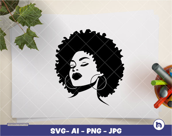 Afro Love | Digital PNG - Ai - SVG - JPG | Instant Download | Cricut, svg, printable, african american svg, black woman svg, afro lady, blm