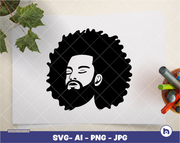 Afro Man Love | Digital PNG - Ai - SVG - JPG | Instant Download | Cricut, svg, printable, african american svg, black man svg, afro man, blm