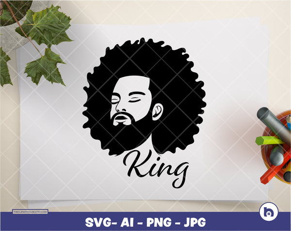 Afro Man Love King | Digital PNG - Ai - SVG - JPG | Instant Download | Cricut, svg, african american svg, black man svg, afro man, blm svg