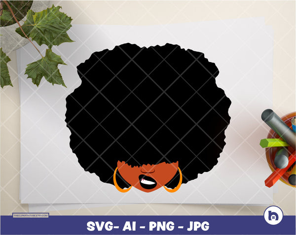 Afro Smirk 2 | Digital PNG - Ai - SVG - JPG | Instant Download | smirk svg, printable, african american svg, black woman svg, afro lady, blm - The Clipart House