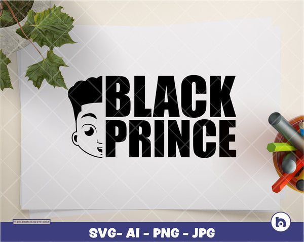 Black Prince Text Face | Digital PNG - Ai - SVG - JPG | Instant Download | Cricut, svg, printable, african american svg, black kid svg, afro