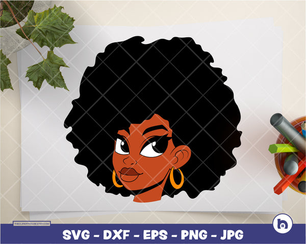 Styled Afro Woman | Digital SVG - DXF - EPS - png - Jpg | Instant Download | people svg,african american svg, black woman svg,afro lady svg