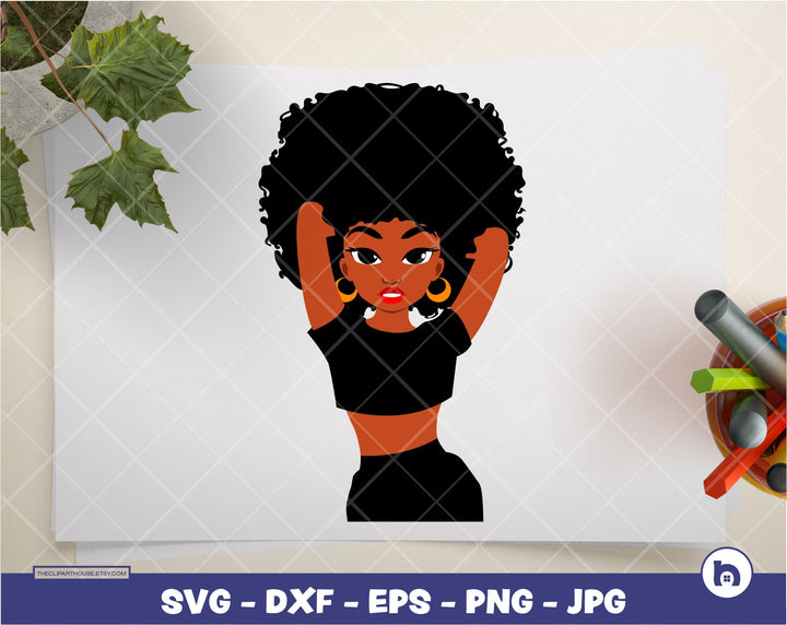 Afro Woman 3 Pose | Digital PNG - Ai - SVG - JPG | Instant Download | Cricut, svg, printable, african american svg, black woman svg,afro svg - The Clipart House