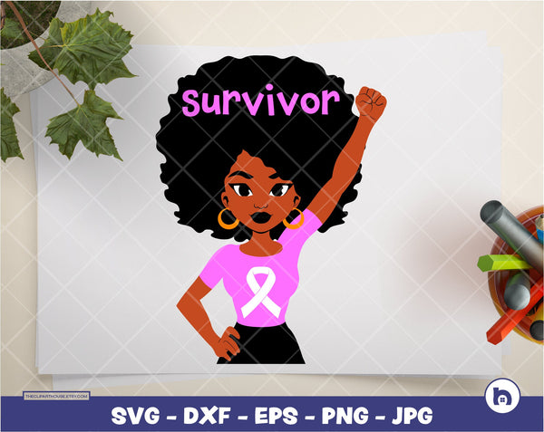 Breast Cancer Afro Text 2 | Digital SVG - DXF - EPS - png - Jpg | Instant Download | cancer research,women, we can do it,strong,survivor svg