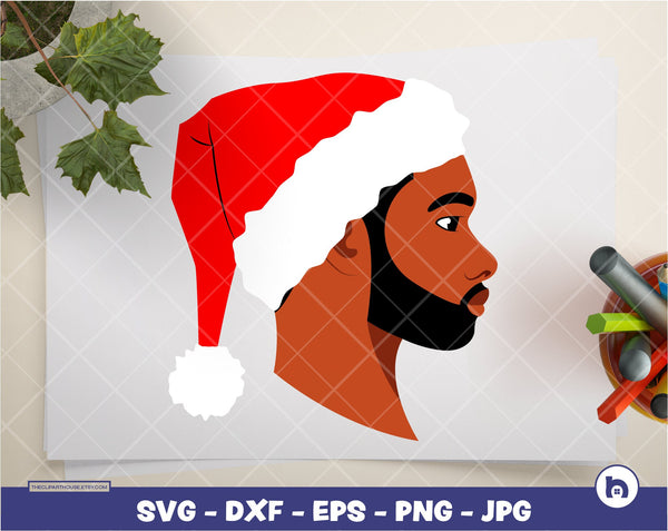 Black Man Christmas Face | Digital SVG - DXF - EPS - png - Jpg | Instant Download | christmas svg,family svg,santa svg,elf svg, black man