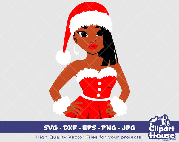 Natural Hair Christmas Woman 3 | Digital SVG - DXF - EPS - png - Jpg | Instant Download | christmas svg,family svg,santa svg,elf svg