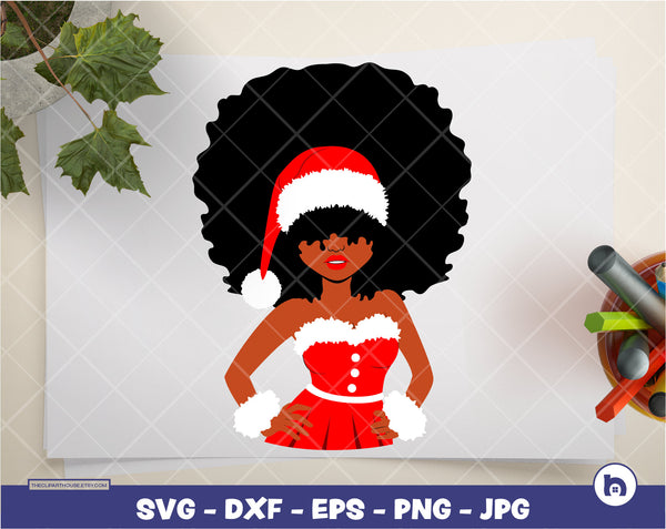 Natural Hair Christmas Woman | Digital SVG - DXF - EPS - png - Jpg | Instant Download | christmas svg,family svg,santa svg,elf svg