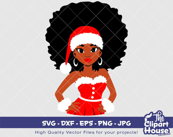 Natural Hair Christmas Woman 2 | Digital SVG - DXF - EPS - png - Jpg | Instant Download | christmas svg,family svg,santa svg,elf svg