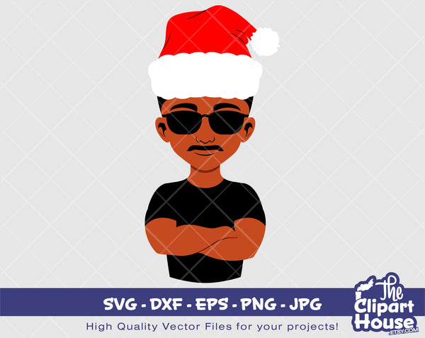 Black Man Christmas 3 | Digital SVG - DXF - EPS - png - Jpg | Instant Download | christmas svg,family svg,santa svg,elf svg, black man