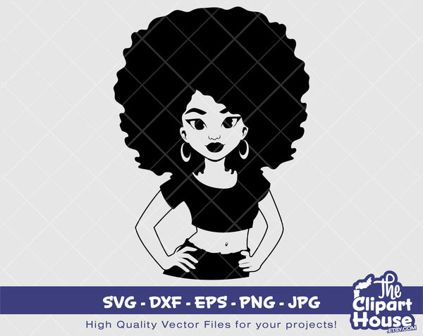 Natural Hair Woman Silhouette | Digital SVG - DXF - EPS - png - Jpg | Instant Download | girl magic,african american svg,black woman svg