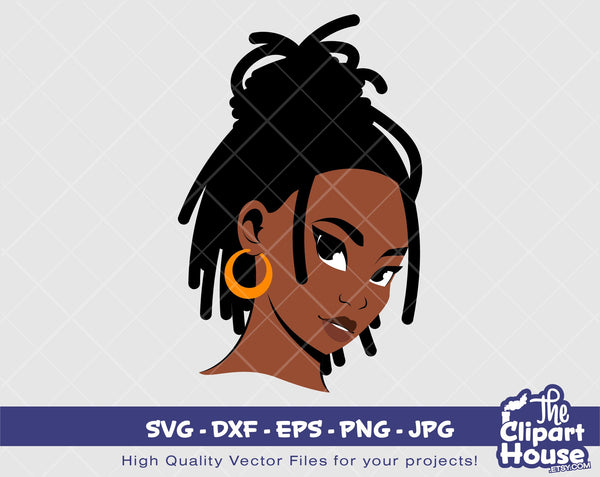 Black Side Angle Woman Dreadlocks 2 | Digital PNG - Ai - SVG - JPG | Instant Download | black girl magic,african american svg, black woman