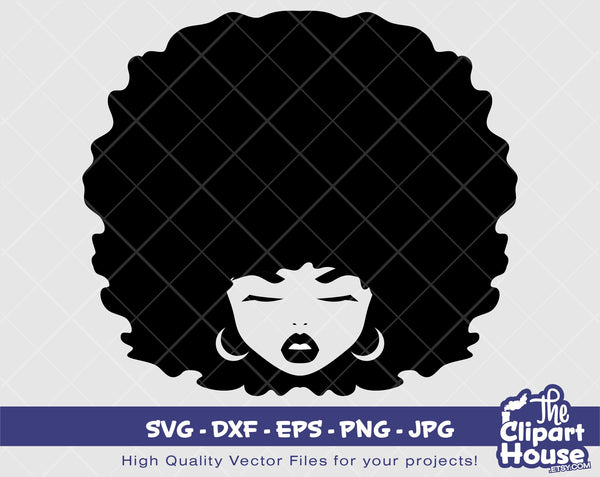 Soulful Afro Woman Silhouette | Digital SVG - DXF - EPS - png - Jpg | Instant Download | african american svg, black woman svg,afro lady svg