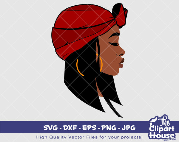 Red Bandana Woman | Digital SVG - DXF - EPS - png - Jpg | Instant Download | Cricut, svg, african american svg, black woman svg,bandana girl - The Clipart House