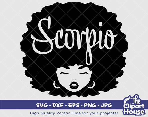 Scorpio Afro Woman | Digital SVG - DXF - EPS - png - Jpg | Instant Download | zodiac sign, horoscope,astrology, birthdays, stars, scorpio