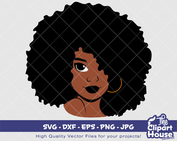 Black Woman 2 | Digital SVG - DXF - EPS - png - Jpg | Instant Download | Cricut, african american svg, black woman svg,afro lady