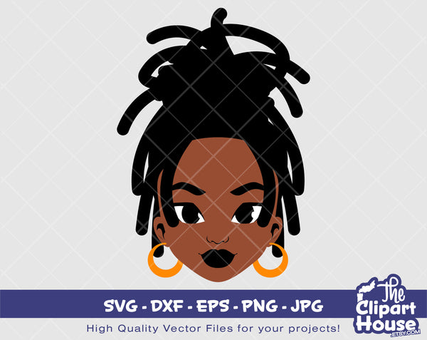 Dreadlock Woman | Digital SVG - DXF - EPS - png - Jpg | Instant Download | black girl magic,african american svg, black woman - The Clipart House