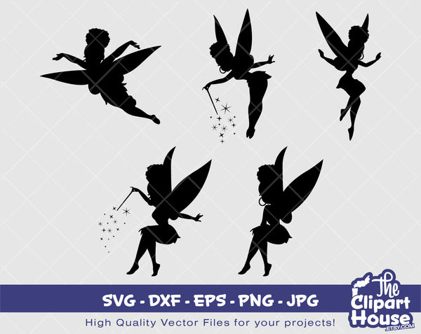 Black Fairy Silhouette | Digital SVG - DXF - EPS - png - Jpg | Instant Download | Cricut, black woman svg, fairy, black angel svg