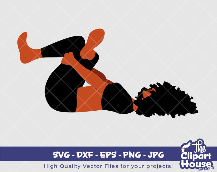 Afro Yoga Pose 31 | Digital SVG - DXF - EPS - png - Jpg | Instant Download | afro svg, yoga pose svg, fitness svg, black woman,black dancer - The Clipart House