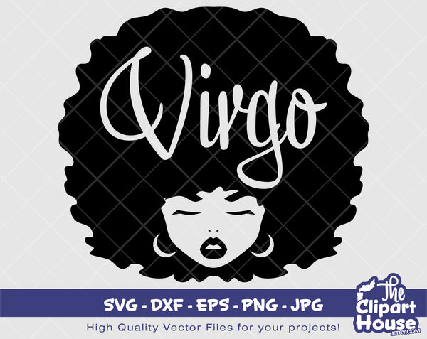 Virgo Afro Woman | Digital SVG - DXF - EPS - png - Jpg | Instant Download | zodiac sign, horoscope,astrology, birthdays, stars, virgo