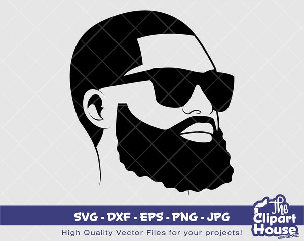 Black Man Silhouette | Digital SVG - DXF - EPS - png - Jpg | Instant Download | Cricut svg, printable, african american svg, black man beard