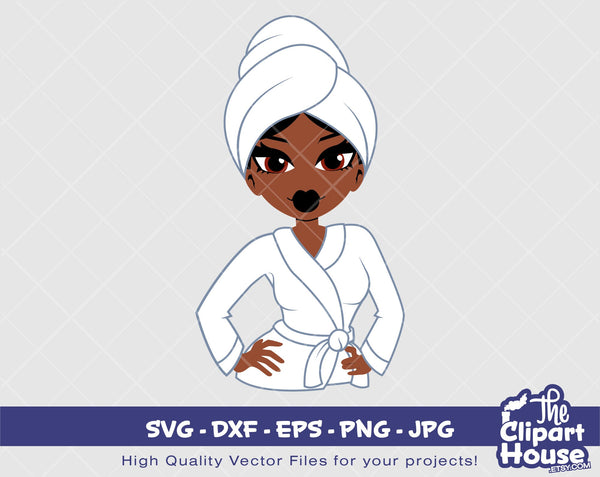 Glamour Woman Spa | Digital SVG - DXF - EPS - png - Jpg | Instant Download | Cricut, svg, african american svg, black woman svg,afro lady - The Clipart House