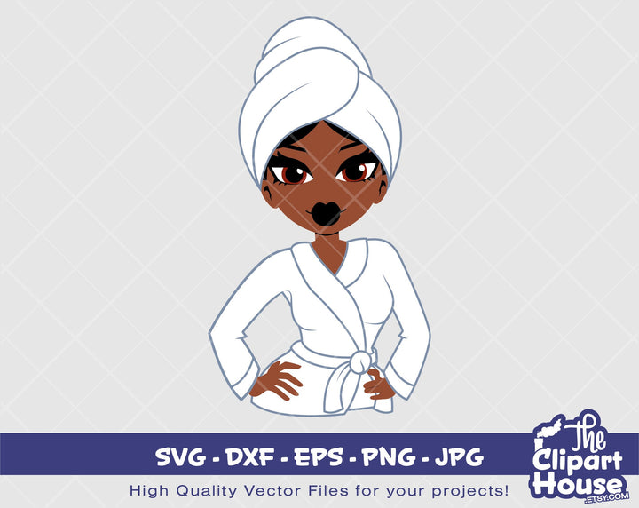 Glamour Woman Spa | Digital SVG - DXF - EPS - png - Jpg | Instant Download | Cricut, svg, african american svg, black woman svg,afro lady - The Clipart House