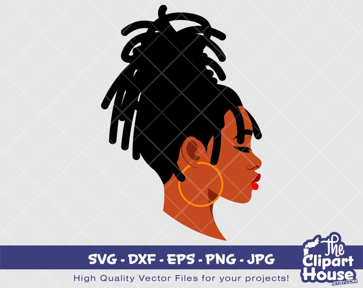 Dreadlock Woman Side View | Digital SVG - DXF - EPS - png - Jpg | Instant Download | Cricut, svg, african american svg, black woman svg,afro - The Clipart House