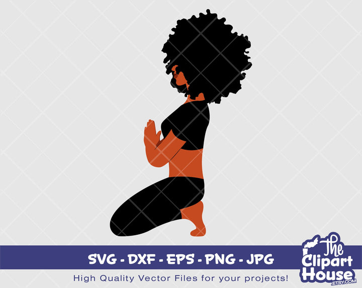 Afro Yoga Pose 29 | Digital SVG - DXF - EPS - png - Jpg | Instant Download | afro svg, yoga pose svg, fitness svg, black woman,black dancer - The Clipart House