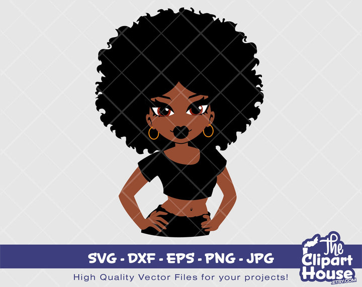 Glamour Woman Pose | Digital SVG - DXF - EPS - png - Jpg | Instant Download | Cricut, svg, african american svg, black woman svg,afro lady - The Clipart House