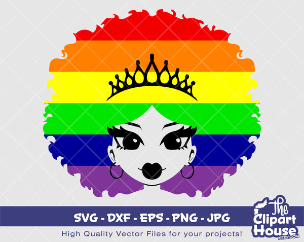 LGBT Afro Queen | Digital SVG - DXF - eps - png - Jpg | Instant Download | pride svg, lesbian svg, lgbt svg, pride svg, love is love svg