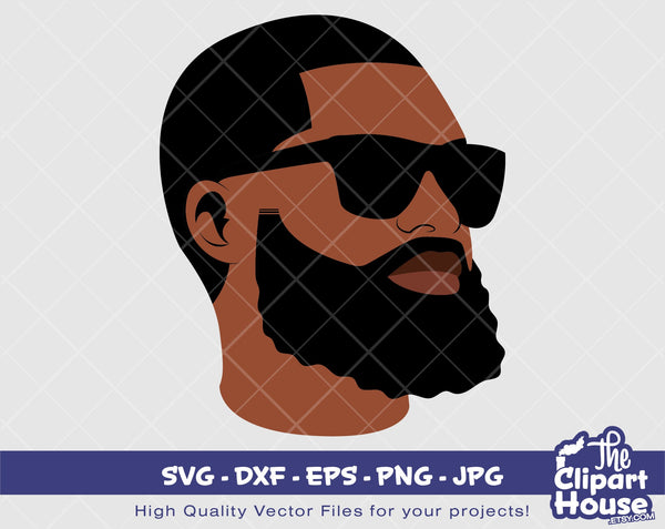 Black Man | Digital SVG - DXF - EPS - png - Jpg | Instant Download | Cricut svg, printable, african american svg, black man svg, beard