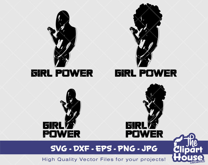 Girl Power Text | Digital SVG - DXF - EPS - png - Jpg | Instant Download | afro svg, fitness svg, black woman svg, black dancer svg - The Clipart House