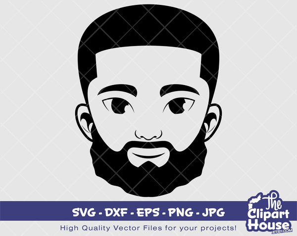 Black Man Face 2 Silhouette | Digital SVG - DXF - EPS - png - Jpg | Instant Download | Cricut svg, printable, african american svg,black man