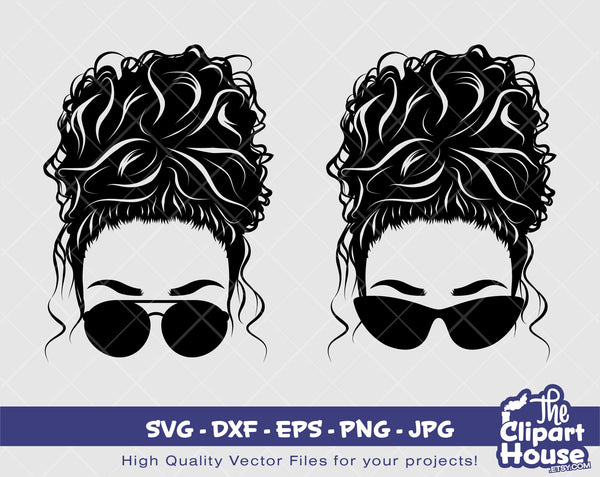 Hair Bun Sunglasses | Digital SVG - DXF - EPS - png - Jpg | Instant Download | Cricut svg, printable,african american svg, hair svg