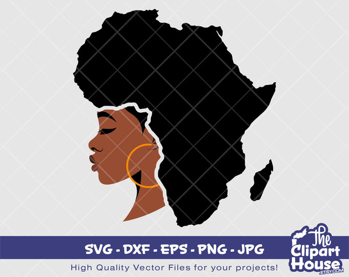 Africa Afro | Digital SVG - DXF - EPS - png - Jpg | Instant Download | Cricut, african american svg, black woman svg,afro lady - The Clipart House