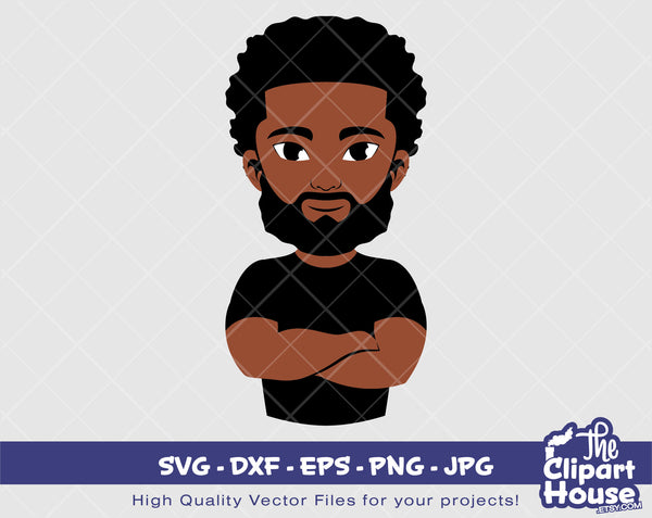 Strong Afro Man | Digital SVG - DXF - EPS - png - Jpg | Instant Download | Cricut svg, printable, african american svg, black man svg, beard