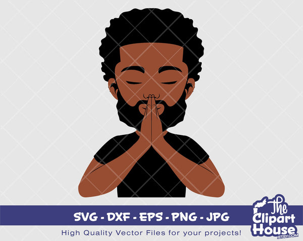 Praying Black Man | Digital SVG - DXF - EPS - png - Jpg | Instant Download | african american svg, black man svg,afro,faith svg,religion