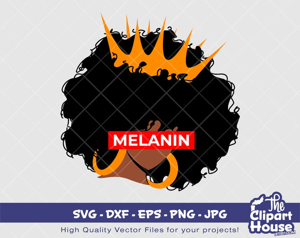 Melanin Queen 2 | Digital SVG - DXF - EPS - png - Jpg | Instant Download | Cricut svg, printable,african american svg,black woman - The Clipart House