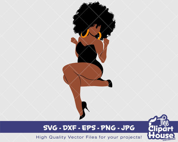 Thick Pin Up Black Woman | Digital SVG - DXF - EPS - png - Jpg | Instant Download | Cricut svg, printable,african american svg,black woman