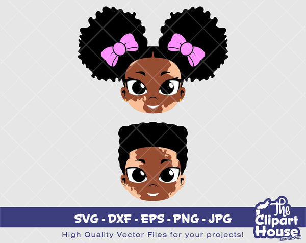 Cute Vitiligo Kids | Digital SVG - DXF - EPS - png - Jpg | Instant Download | Cricut svg,african american svg,black kids