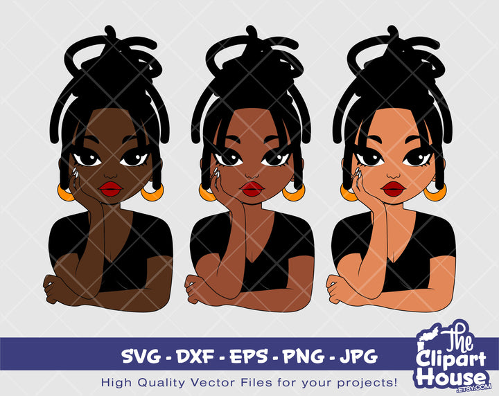 Peekaboo Dreadlock Pose Woman | Digital SVG - DXF - EPS - png - Jpg | Instant Download | african american svg, black woman svg, afro woman - The Clipart House