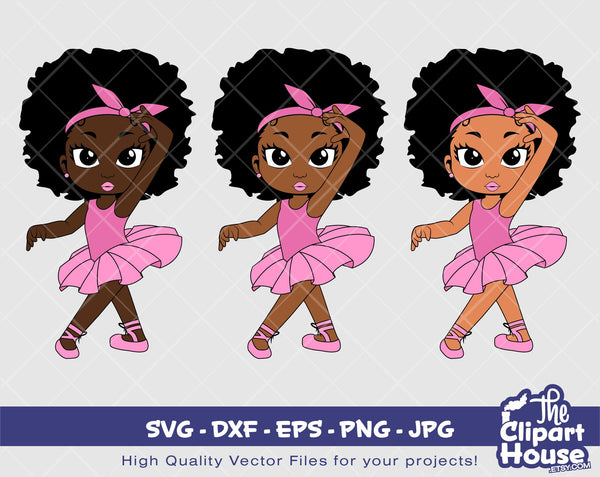 Peekaboo Afro Ballerina | Digital SVG - DXF - EPS - png - Jpg | Instant Download | african american svg, black kid svg, afro child svg