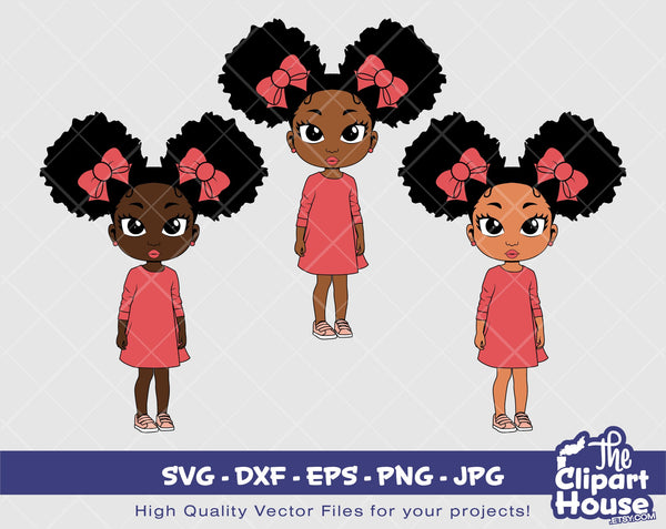 Peekaboo Girl Double Afro Puff Dress | Digital SVG - DXF - EPS - png - Jpg | Instant Download | african american svg, black kid svg,afro svg