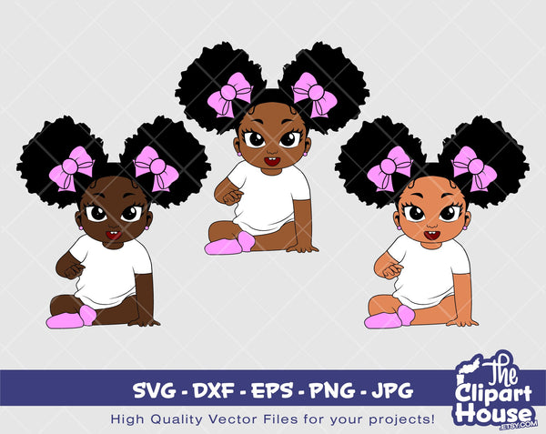 Peekaboo Baby Girl Double Afro Puff | Digital SVG - DXF - EPS - png - Jpg | Instant Download | african american svg,black kid svg,afro child