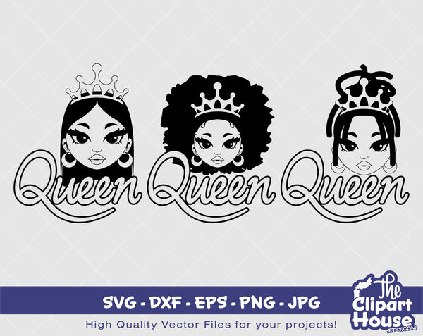 Peekaboo Queen Face Silhouette | Digital SVG - DXF - EPS - png - Jpg | Instant Download | african american svg, black woman svg, afro woman