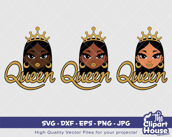 Peekaboo Straight Hair Queen Face | Digital SVG - DXF - EPS - png - Jpg | Instant Download | african american svg,black woman svg,afro woman