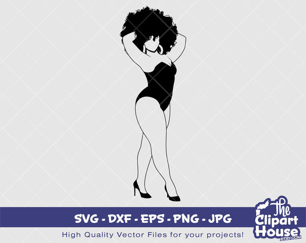 Thick Pin Up Black Woman Silhouette 2 | Digital SVG - DXF - EPS - png - Jpg | Instant Download | Cricut svg, printable,african american svg