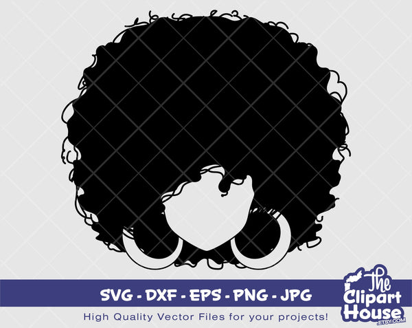 No Face Afro Woman Silhouette 2 | Digital SVG - DXF - EPS - png - Jpg | Instant Download | Cricut, african american svg, black woman svg