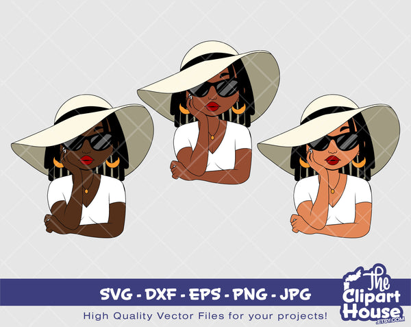 Peekaboo Summer Dreadlock Woman | Digital SVG - DXF - EPS - png - Jpg | Instant Download | african american svg, black woman svg - The Clipart House