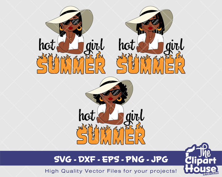 Hot Girl Summer Woman | Digital SVG - DXF - EPS - png - Jpg | Instant Download | african american svg, black woman svg - The Clipart House